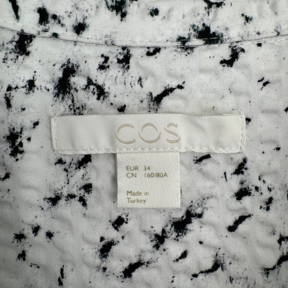 COS Textured Cotton Shirt‎ Size 2 White Black Speckled Button Front Minimalist - Picture 9 of 10